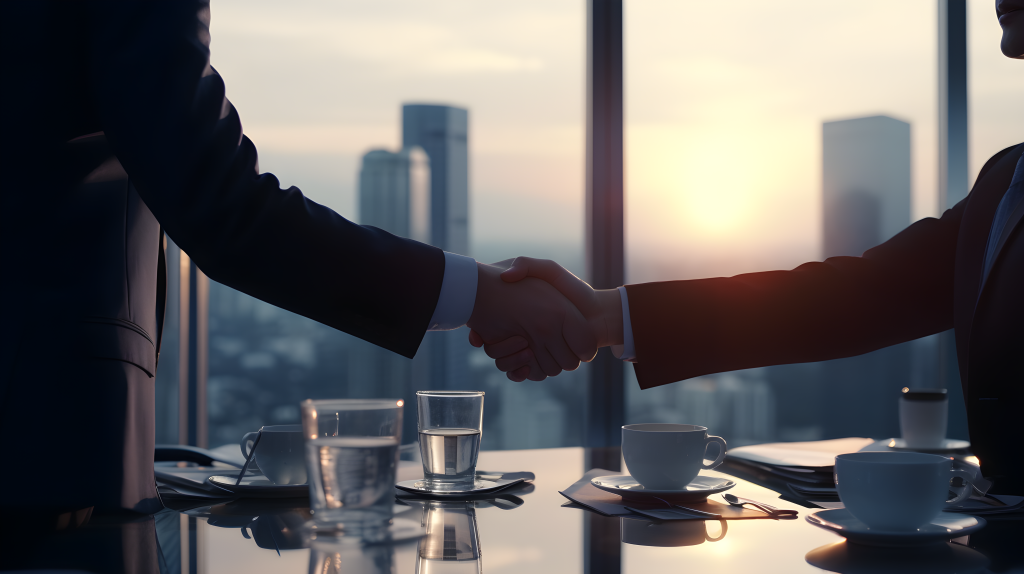 合作谈判商务人士握手摄影图