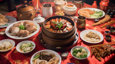 中国新年团圆晚餐摄影图片