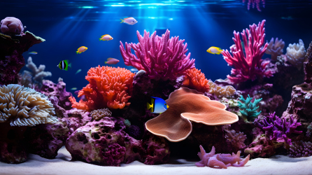 海洋色彩中的珊瑚礁摄影图片