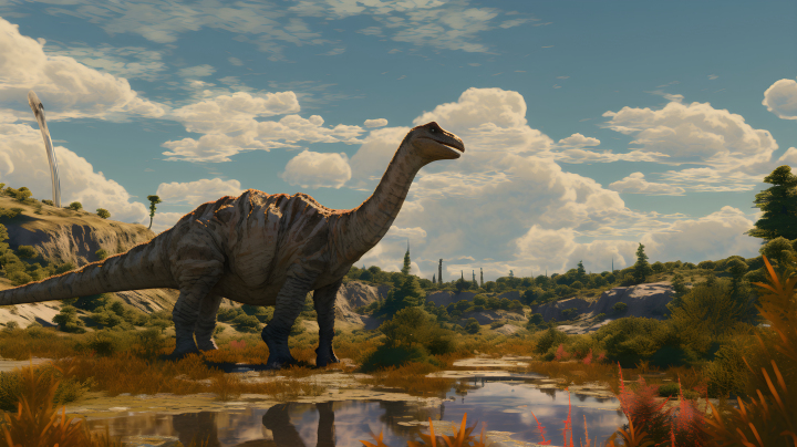 超写实风格的恐龙步行摄影版权图片下载