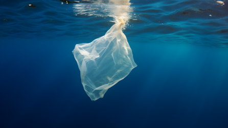 海洋中的塑料袋摄影图片