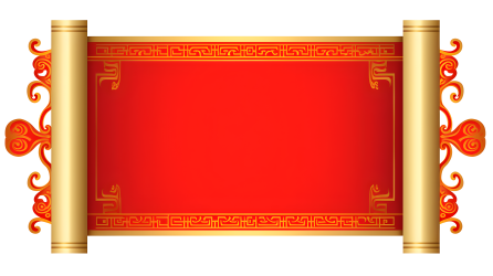 中国传统红色金卷轴白底摄影图