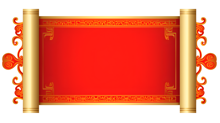 中国传统红色金卷轴白底摄影图版权图片下载