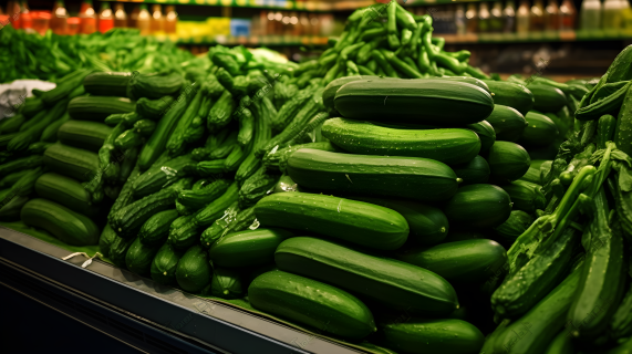 新鲜蔬菜区绿色黄瓜摄影图