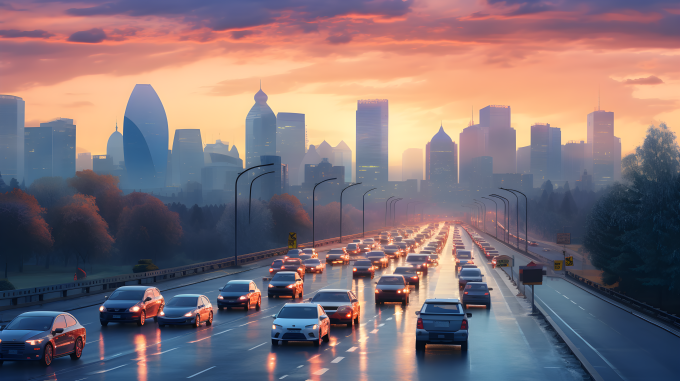 北京城市车流风光摄影图片