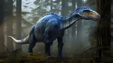 森林中的蓝灰恐龙高清图