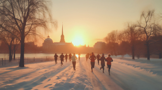 冬日健康慢跑摄影图