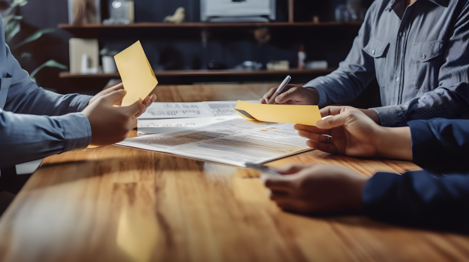 商务人士正在谈合作摄影图片