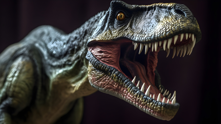 恐龙在日落下的肖像摄影图版权图片下载