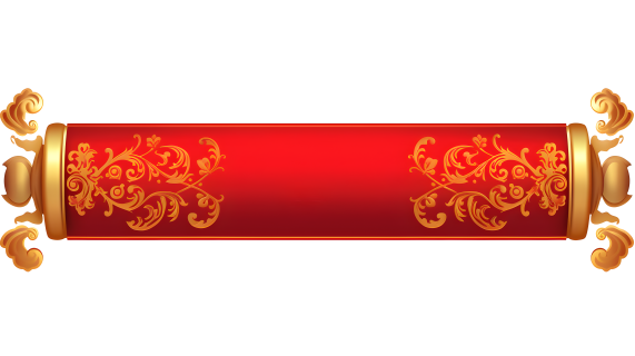 中国风红色金卷轴白底摄影图片