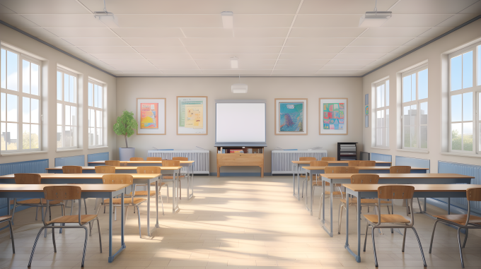 空教室桌椅摄影图片