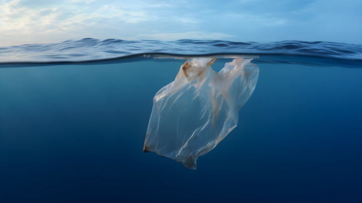 海洋中的塑料袋摄影版权图片下载