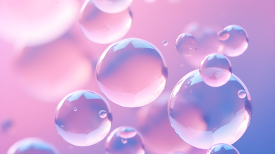 柔和紫色粉红色肥皂泡泡的摄影图片