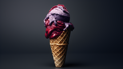 暗红与深海蓝交织的冰淇淋锥摄影图片