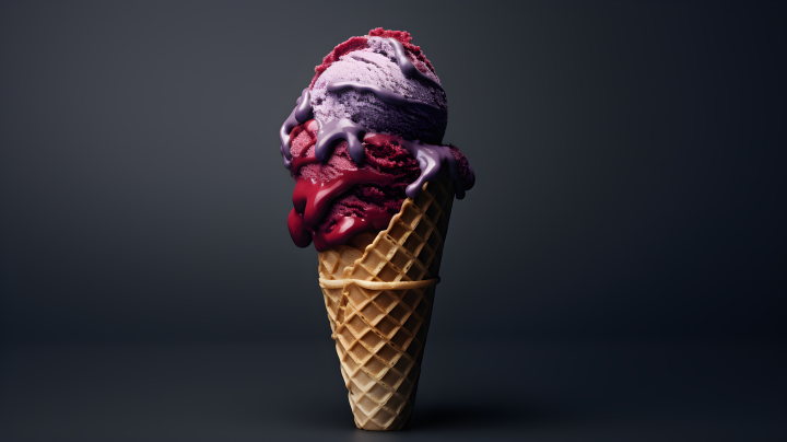 暗红与深海蓝交织的冰淇淋锥摄影版权图片下载