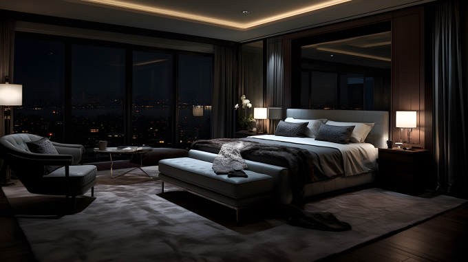 奥尼亚暗褐金色主卧室摄影图片