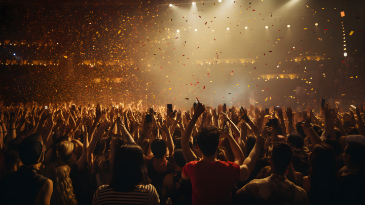 人群高举双手的音乐会摄影版权图片下载