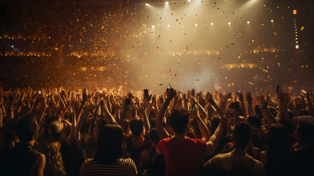 人群高举双手的音乐会摄影图片