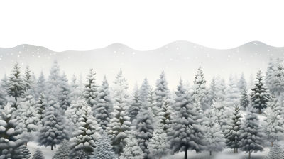 雪中松林的暗白自然摄影图