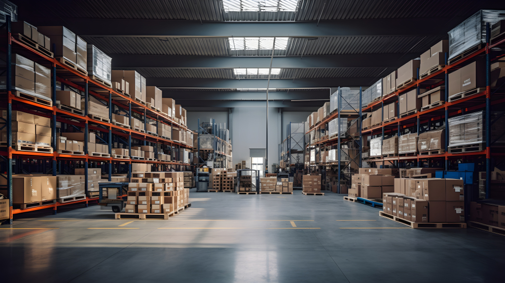 干净整洁和谐色彩的箱子仓库摄影图片