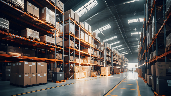 和谐色彩的仓库箱架摄影图