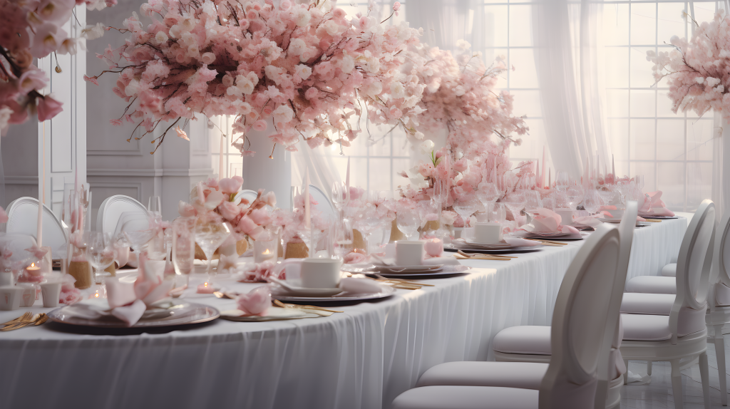 粉色水晶餐桌摄影图片