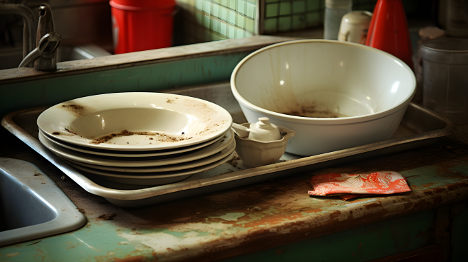 碗盘洗涤的威斯勒风格摄影图片