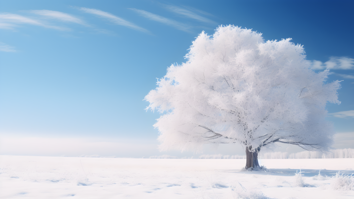 柔和浪漫的雪景摄影图版权图片下载