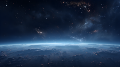 科幻未来主义星空地球摄影图