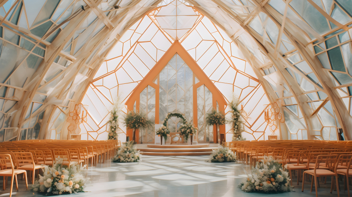欧式水晶教堂婚礼摄影图版权图片下载