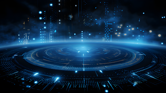 蓝色科技点线背景摄影图