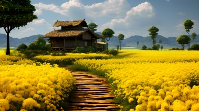 亚洲田园黄花摄影图片