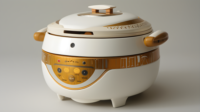 白色电饭煲开盖摄影图片