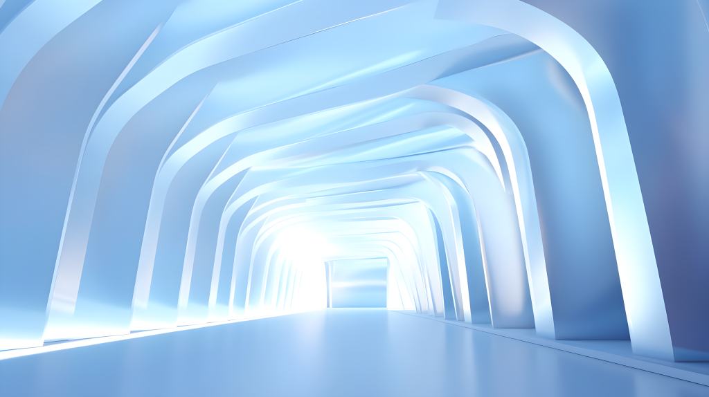 蓝色隧道中的光明之窗摄影图
