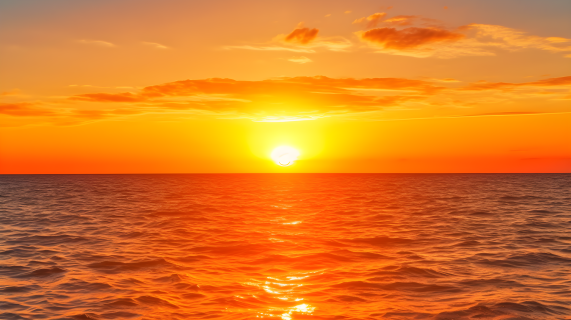 夕阳西下，海上霞光绚烂的摄影图片