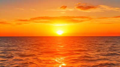夕阳西下，海上霞光绚烂的摄影图片