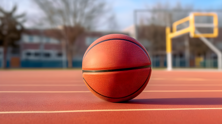 篮球在球场上的摄影图