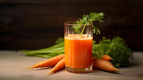 胡萝卜与橙汁的清新摄影图