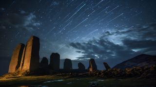 神秘的星空与奇特建筑高清图