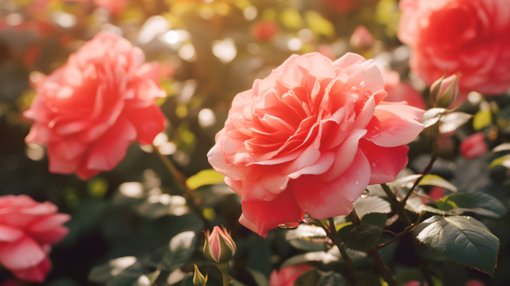 梦幻浪漫红玫瑰花园摄影图版权图片下载