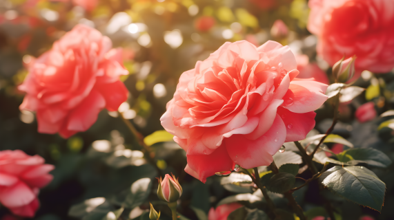 梦幻浪漫红玫瑰花园摄影图