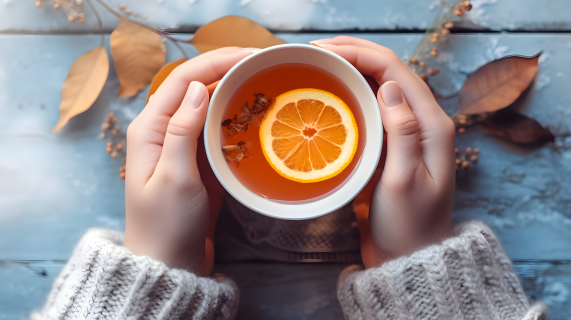 柠檬茶温暖色调摄影图片