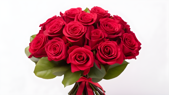 白底红玫瑰花束摄影图片