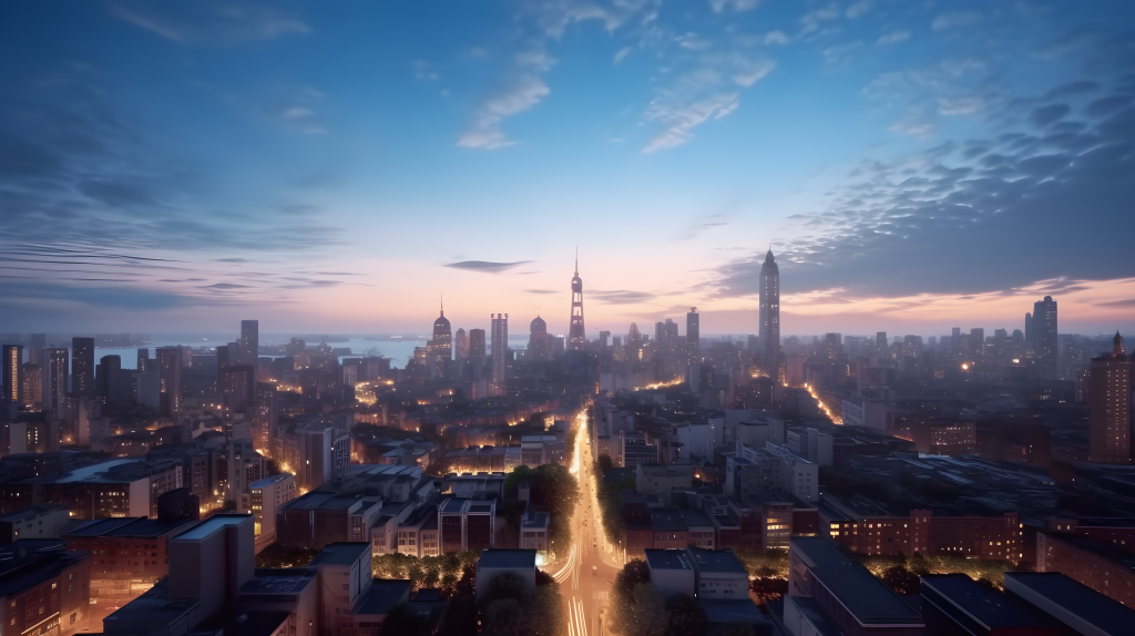 干净大气的城市夜景摄影图