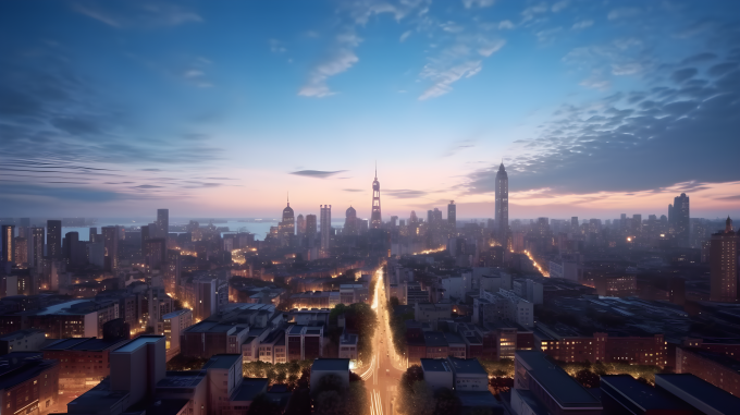 干净大气的城市夜景摄影图