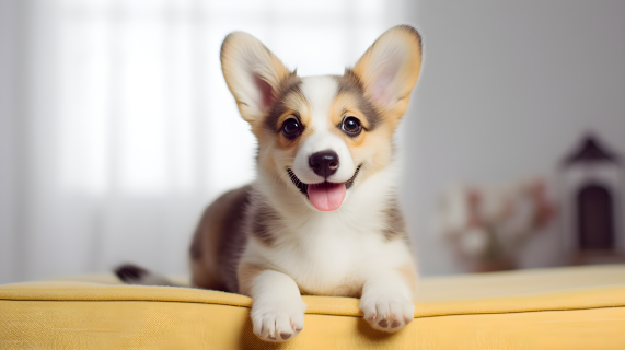 可爱小狗咧着舌头摄影图片