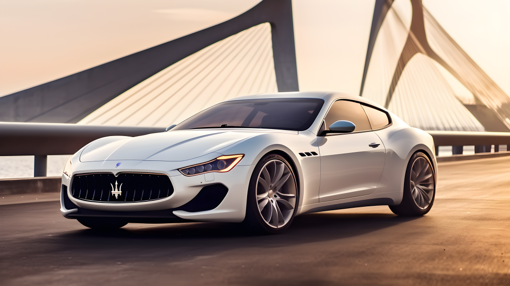 宏伟细节的灰色车在路上行驶的摄影版权图片下载