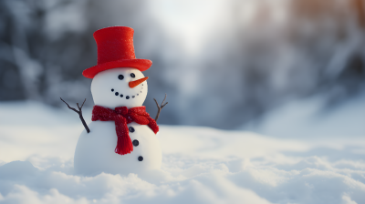 温暖浪漫的红色雪人摄影图