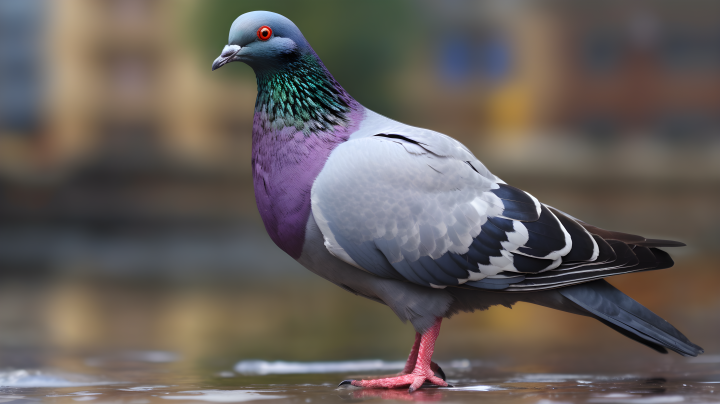 紫罗兰与翡翠色下的河上鸽子摄影版权图片下载
