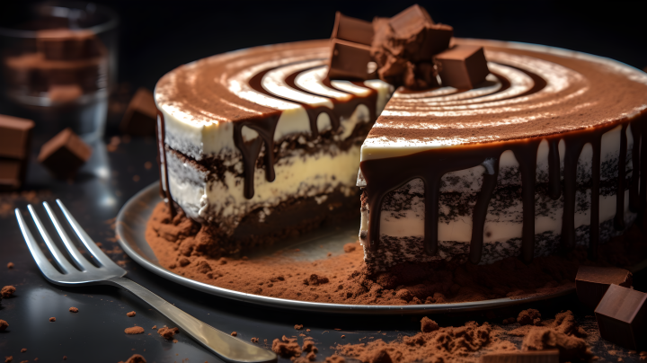 诱人的巧克力蛋糕摄影图版权图片下载